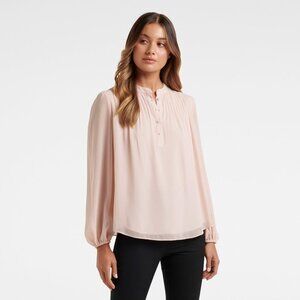 Forever New Danielle Pintuck Detail Blouse 10 Rose Smoke